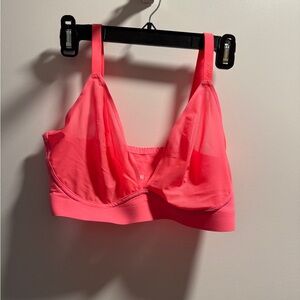 SMOOTHEZ by Aerie Bra Neon Coral Pink Mesh Sheer